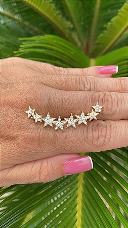 Brinco Folheado Ouro 18K Earcuff Estrela