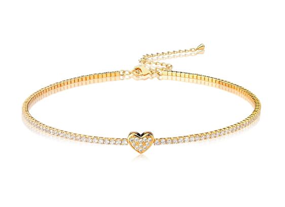 COLAR CHOKER FOLHEADA OURO 18K CORAÇÃO