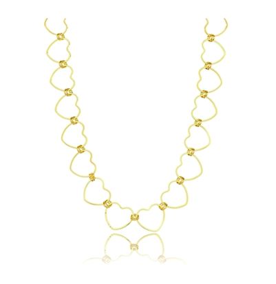 COLAR FOLHEADO OURO 18K CHOKER ELOS CORAÇÃO LISO