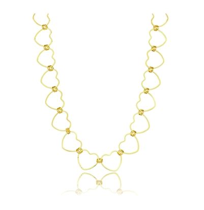 COLAR FOLHEADO OURO 18K CHOKER ELOS CORAÇÃO LISO