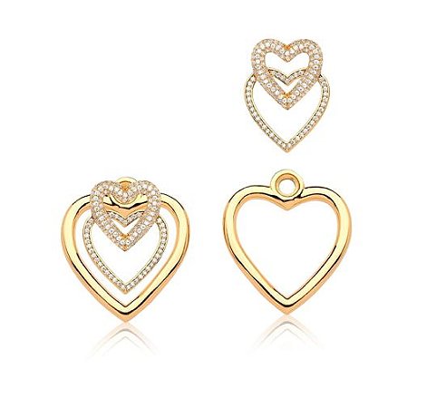 BRINCO BANHADO OURO18K CORAÇÃO 2 EM 1