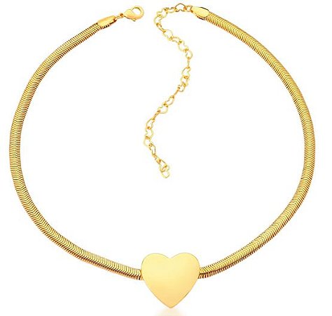Choker Banhado Ouro 18K Coração