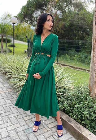 Vestido Gestante Amamentação Recortes Val Verde