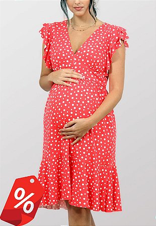 Vestido Curto Gestante Estampado Poá - Whyalla | Moda Gestante e Moda  Feminina