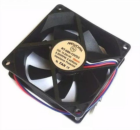 Cooler 12v Nework Rt-080 14.204hh 80x80x25mm 5000 RPM - 802512B - 3 FIOS C/ CONECTOR