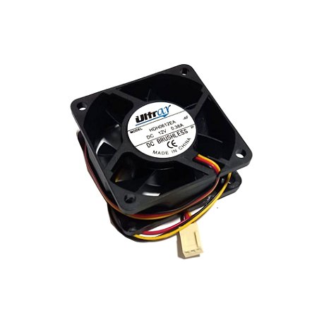 COOLER 12V 60X60X25 - HYPRO 0,38AMP - 4.56 WATTS - 6000 RPM - 32,7 CFM - ULTRAR 3 FIOS COM CONECTOR HDH0612EAAF