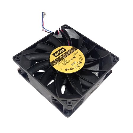 COOLER 12V 120X120X38 ROLAMENTO 4,40 AMP - 52,80 WATTS - 6000 RPM - 228,362 CFM - BERFLO AS12012HB389B00  4 FIOS SEM CONECTOR