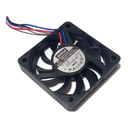 COOLER 12V 60X60X10 ROLAMENTO 0.20AMP - 2.40 WATTS - 3600 RPM - 14.434 CFM  - BERFLO 3 FIOS COM CONECTOR AD06012MB10A600