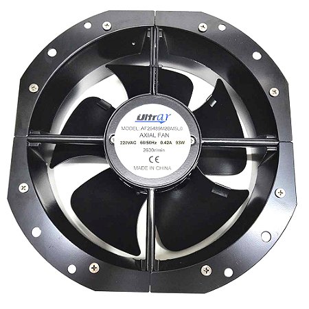 COOLER 220V 254X254X89 - 220V ROLAMENTO 0.42 AMP - 93 WATTS - 2630 RPM 900 CFM - 1530 M3/H - ULTRAR 2 FIOS / SEM CONECTOR