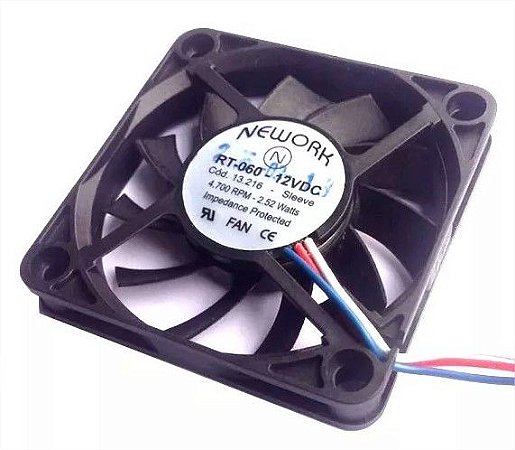 Cooler Nework 12v Rt-060 13.216 60x60x10mm Bucha 4700 Rpm - 601012B