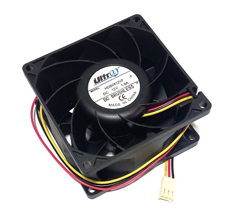 COOLER 12V 80X80X38 ROLAMENTO 1.2A (MAX 1.8 A) - 14.4W 7500RPM 85.56CFM ULTRAR