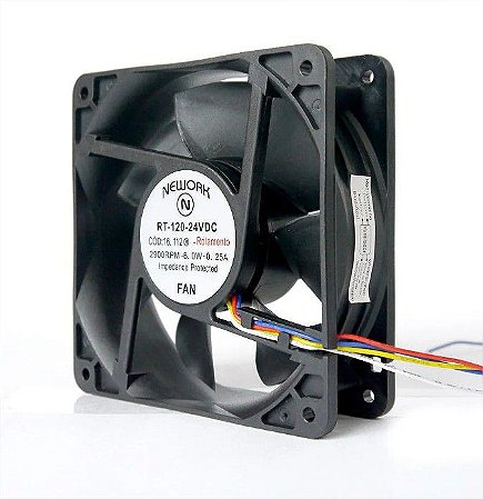 Cooler Nework 24v Rt-120 120x120x38mm Rolamento 2900rpm 16112R 4 Fios S/ Conector - 1203824R