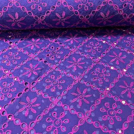 Laise Bicolor Bordada Roxo Sob Rosa