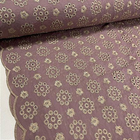 Layse Bordada Rosa Antigo Com Floral Bege