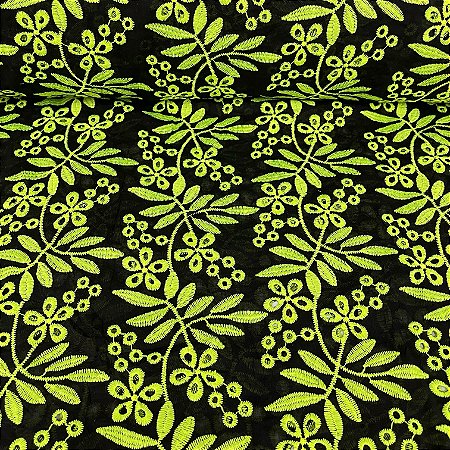 Laise Bicolor Bordada Preto com Bordado Neon