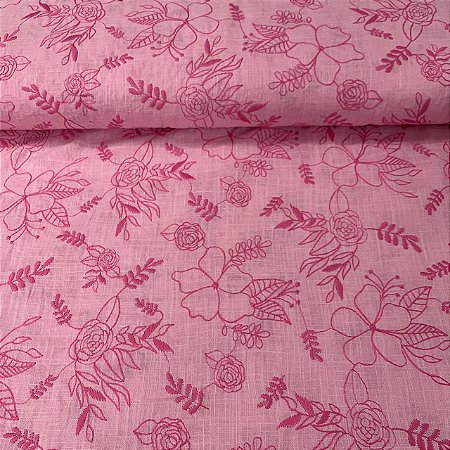 Laise Bordada Bicolor Rosa Sob Rosas