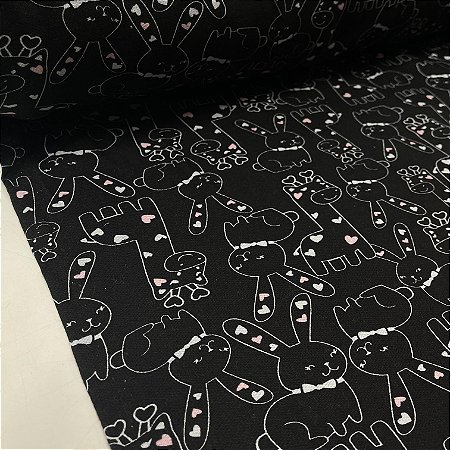 Moletom Estampado Girafinhas E Coelhos Fundo Escuro