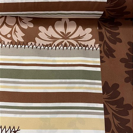 Percal De Microfibra Estampado Listrado Colorido com Floral