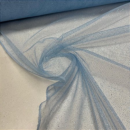 Tule com Glitter Azul Bebê