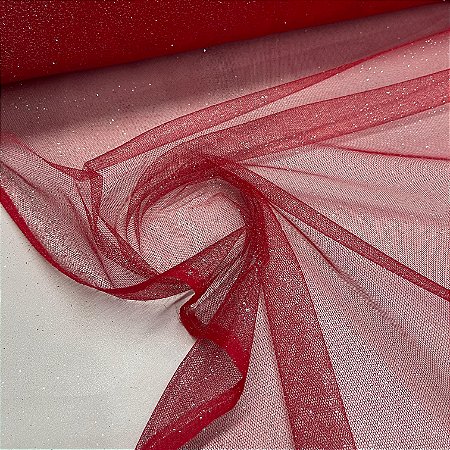 Tule Com Glitter Vermelho
