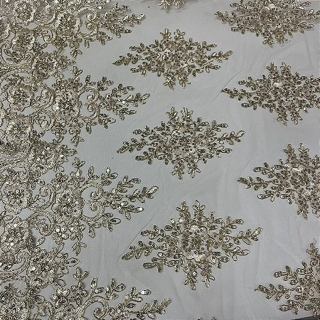 Tule Bordado Spangle Shine Begê