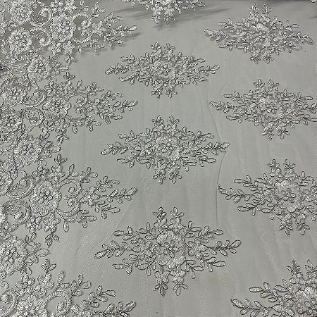 Tule Bordado Spangle Shine Branco