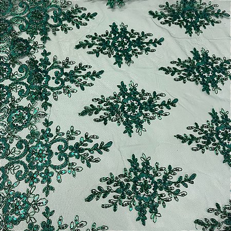 Tule Bordado Spangle Shine Verde