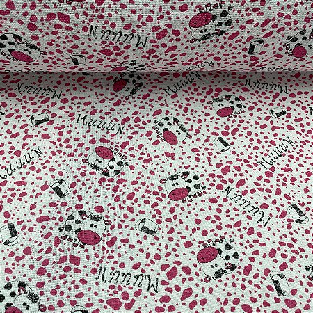 Pano de Copa Estampado Malhado Rosa Com Vaquinhas