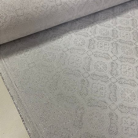 Tecido Lame Litúrgico Branco/Prata 1