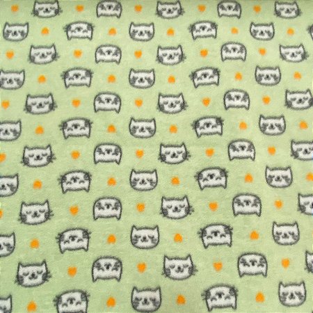 Soft Estampado Gatinho Fundo Verde Claro