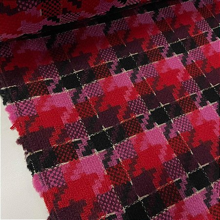 Lã Tweed Margrove Pink com Vermelho