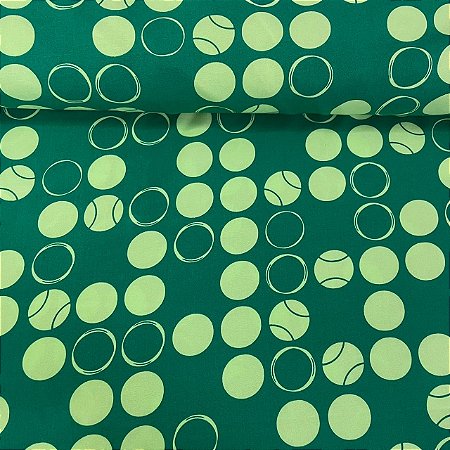 Viscose Estampada Fundo Verde com Bolinhas