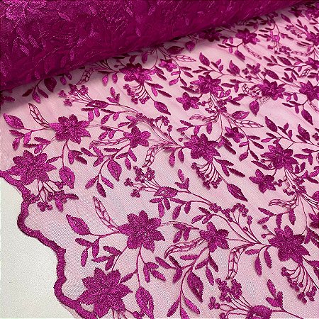 Tule Bordado Nice 1 Rosa Pink