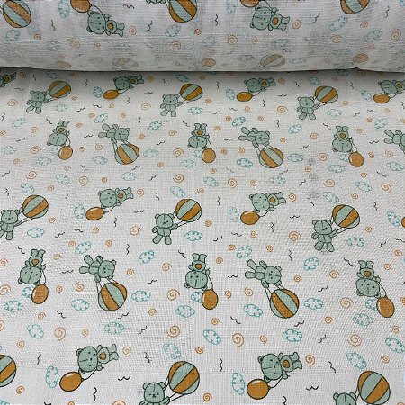 Fralda Dupla Estampada Bolas e Ursinhos - Unidade 0,80cm x 0,80cm