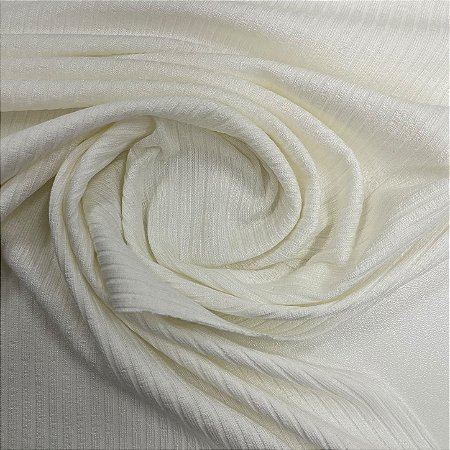 Malha Canelada De Viscose Off White