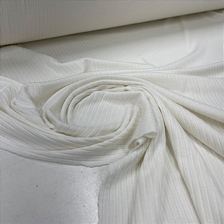 Malha Canelada De Viscose Off White