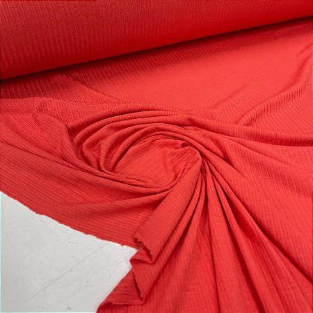 Malha Canelada De Viscose Coral