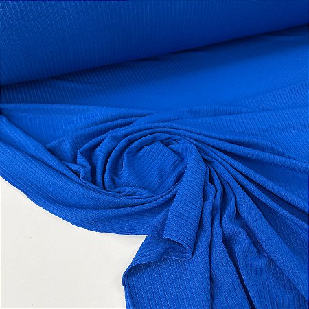 Malha Canelada De Viscose Azul Bic