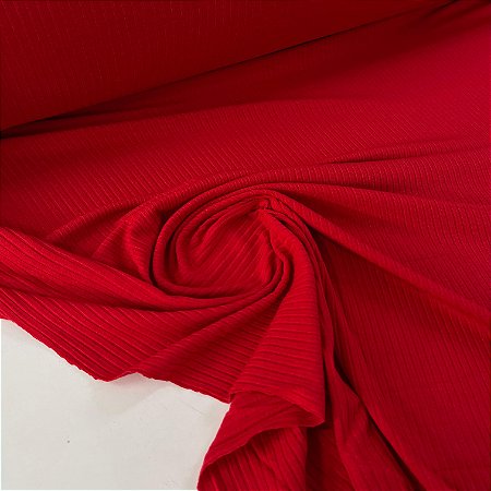 Malha Canelada De Viscose Vermelho