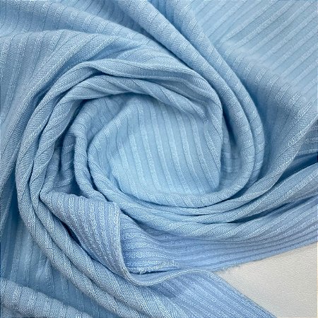 Malha Canelada De Viscose Azul Bebê