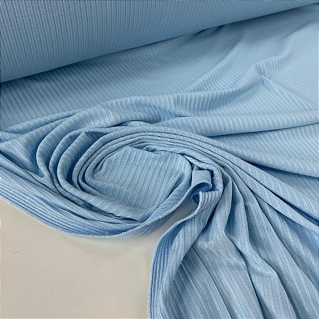 Malha Canelada De Viscose Azul Bebê