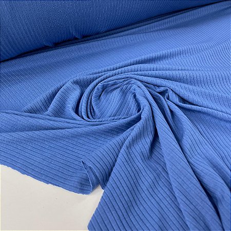 Malha Canelada De Viscose Azul Turquesa