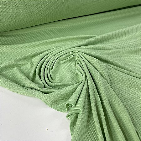 Malha Canelada De Viscose Verde Maçã