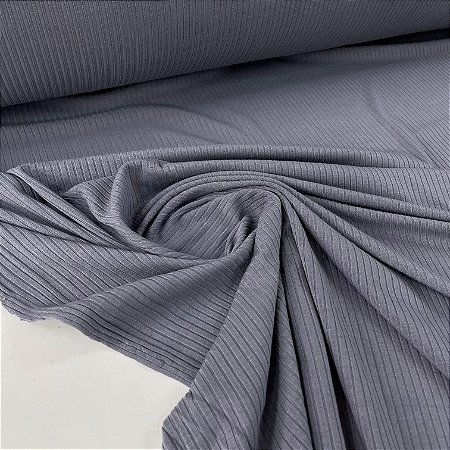 Malha Canelada De Viscose Cinza