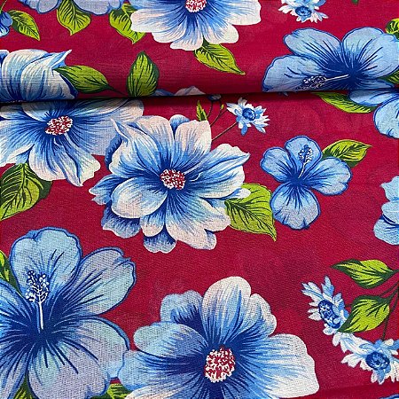 Chita Maxi Floral Havaiano Fundo Vermelho