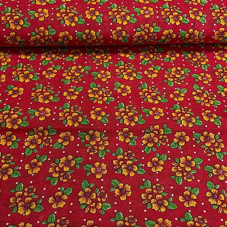 Chita Mini Floral Fundo Vermelho