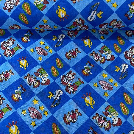 Chita Estampa São João Quadriculada Azul