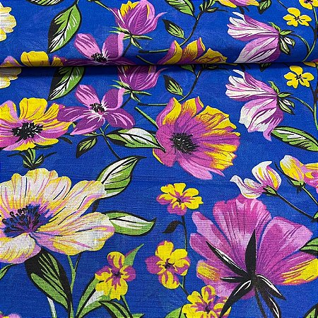 Chita Maxi Floral Liz Fundo Azul