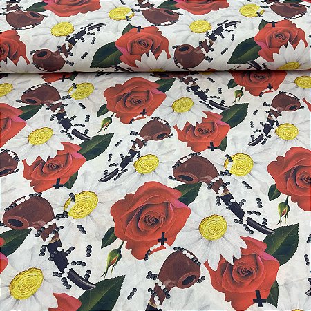 Microfibra Orixás Preto Velho Com Rosas