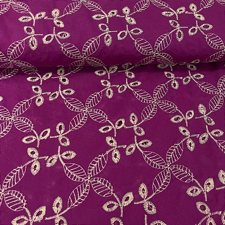 Laise Bicolor Bordada Pink Folhagens